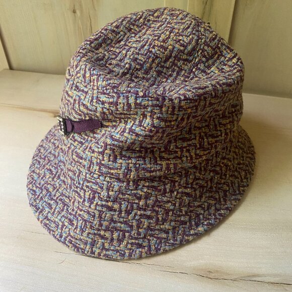 Betmar NY Purple Tweed Wool Blend Woven Bucket Hat Rhinestone Y2K classic Preppy - Picture 4 of 11